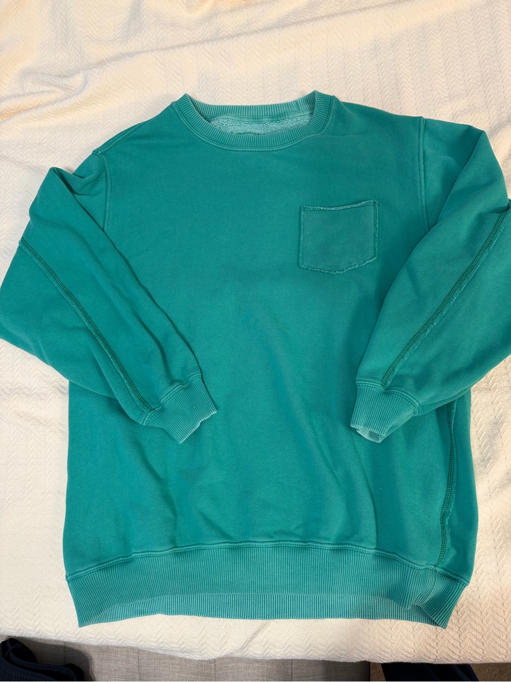 aerie oversized green Crewneck Sweatshirt with Chest Pocket